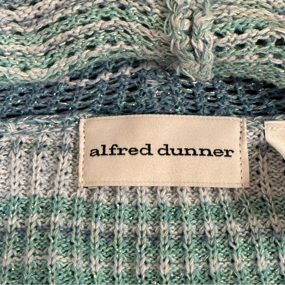 Alfred Dunner Aqua Knit Cardigan M | Open Front Layered Sweater Set Spring - Picture 5 of 8